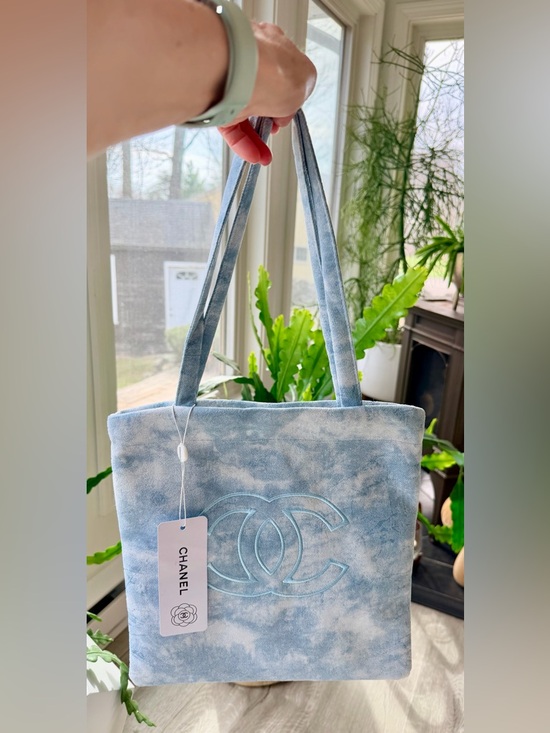 Handbags - Chanel Exclusive Employee Shimmering Blue & White ‘CC’ Tote. NEW. Tag Attached
